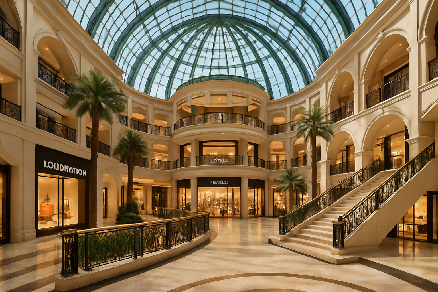 Luxury shopping mall interior in Dubai