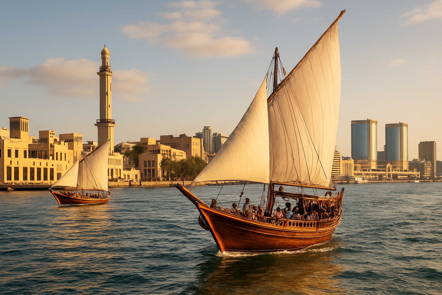 Traditional dhow boats in Dubai Creek